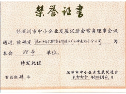 中小企业常务理事荣誉证书
